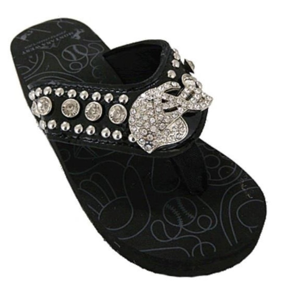 Montana West Rhinestone Football Helmet Flip Flops